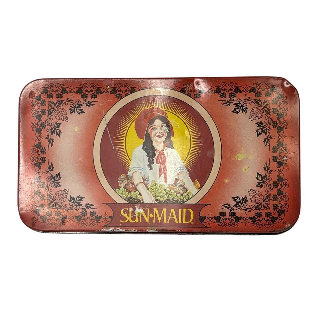 Vintage 1988 Sun Maid Raisins Collectible Metal Tin Advertising